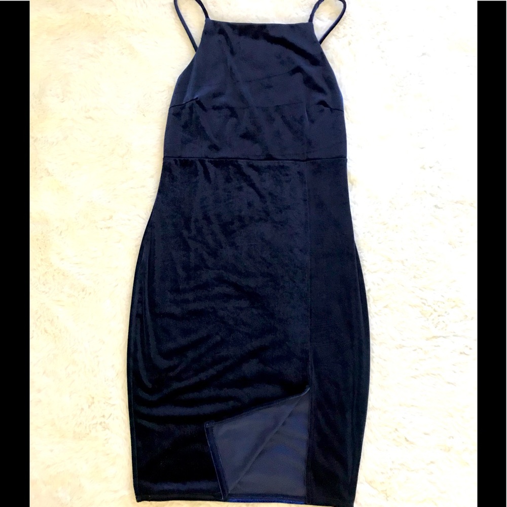Windsor dark Navy Blue Velvety Midi Dress.